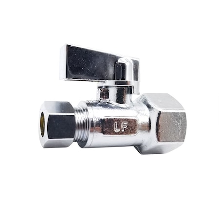 Thrifco Plumbing 1/2 Inch FIP x 3/8 Inch Comp Quarter Turn Brass Straight Stop Valve 4406467